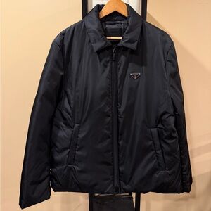 Prada 2023 Re-Nylon Down Puffer Black Collar Zip-Up Jacket